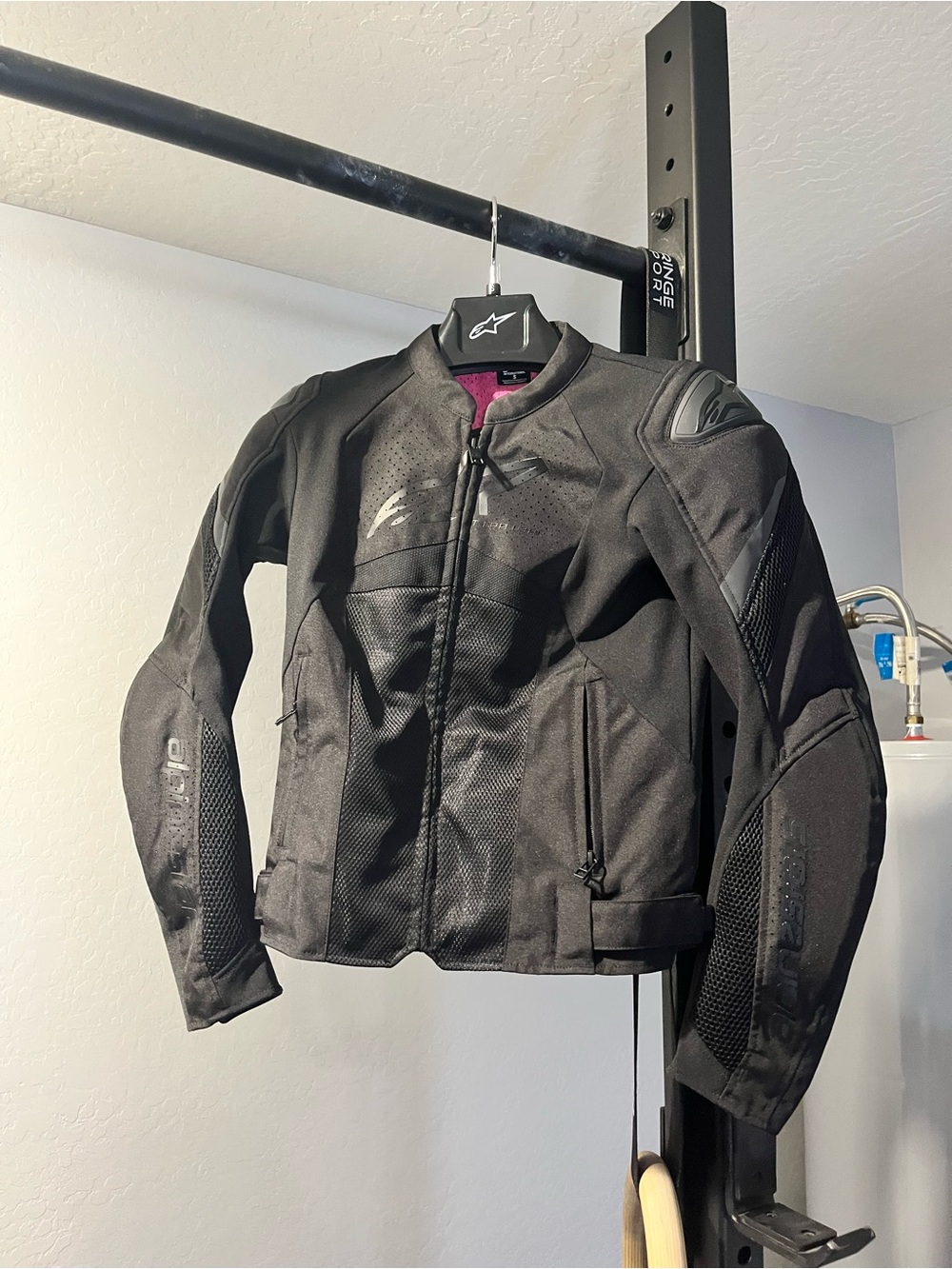 Alpinestarsw Women's Black Textile Motorcycle Jacket with Subtle Pink Lining